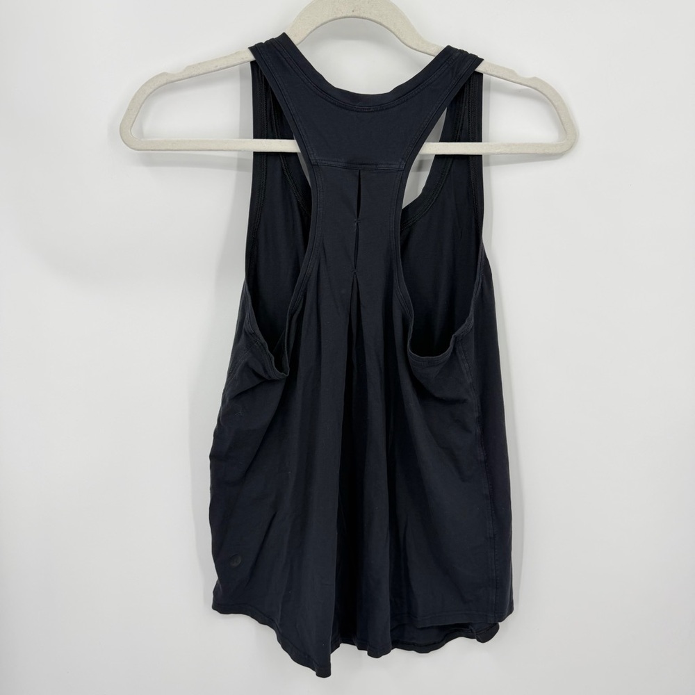 Lululemon Love Tank Pleated Pima Cotton Classic Fit Size 4 Black 52171